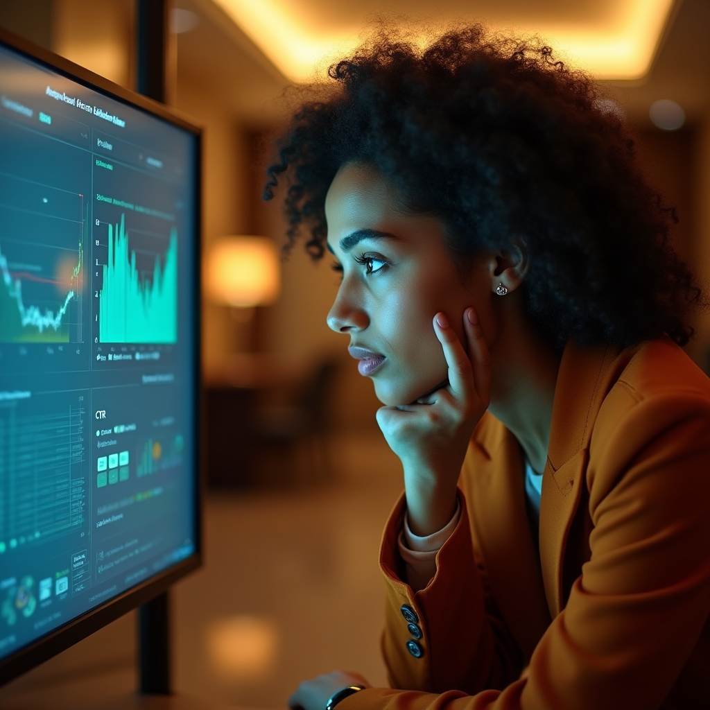 Analyst reviewing CTR data in Google Search Console dashboard